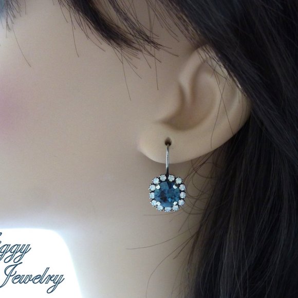 Swarovski Crystal Montana Halo Drop Earrings, 8mm - Picture 5 of 6